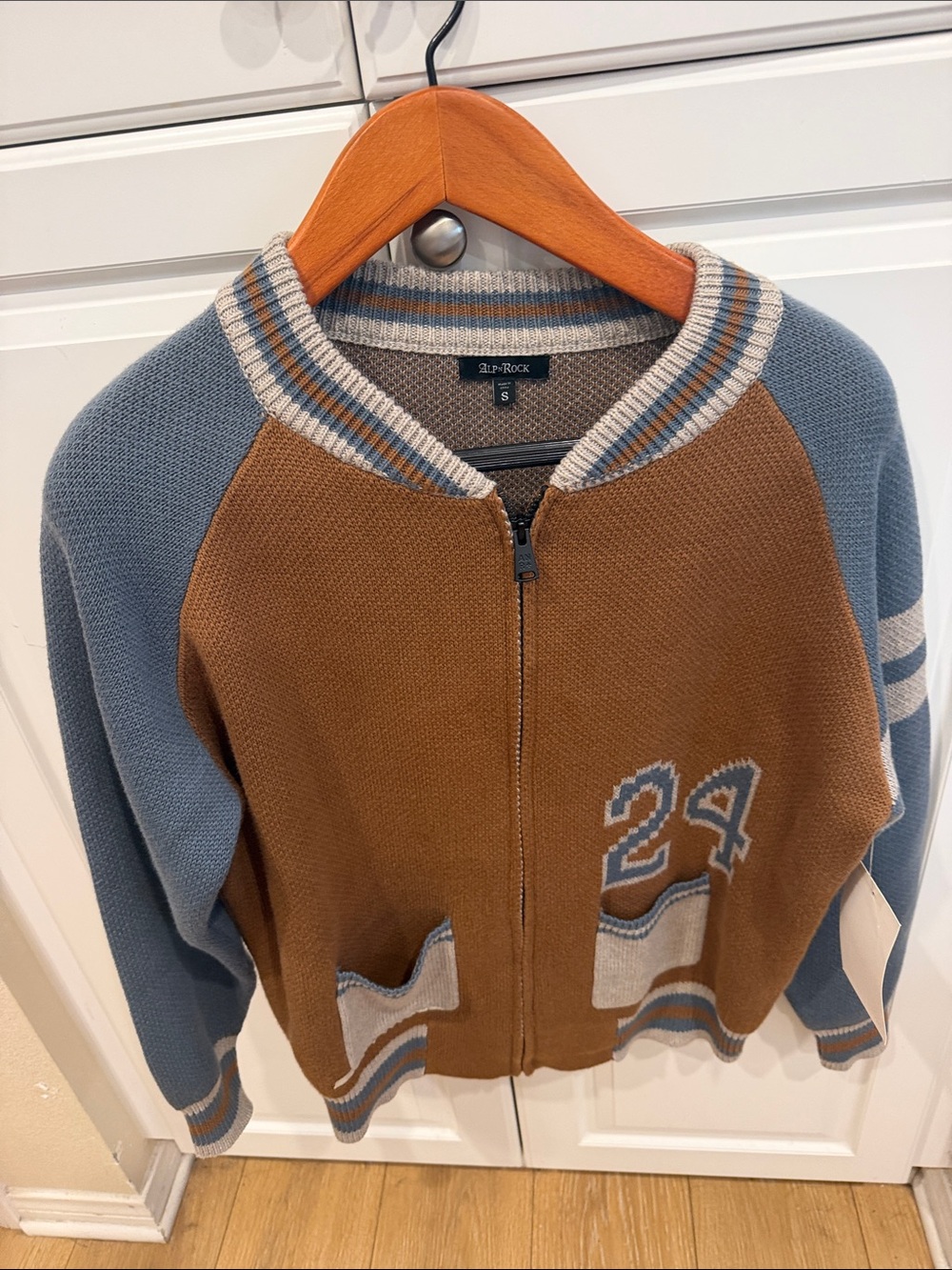 Alp N Rock Brown and Dusty Blue Zip-Up Knit Jacket